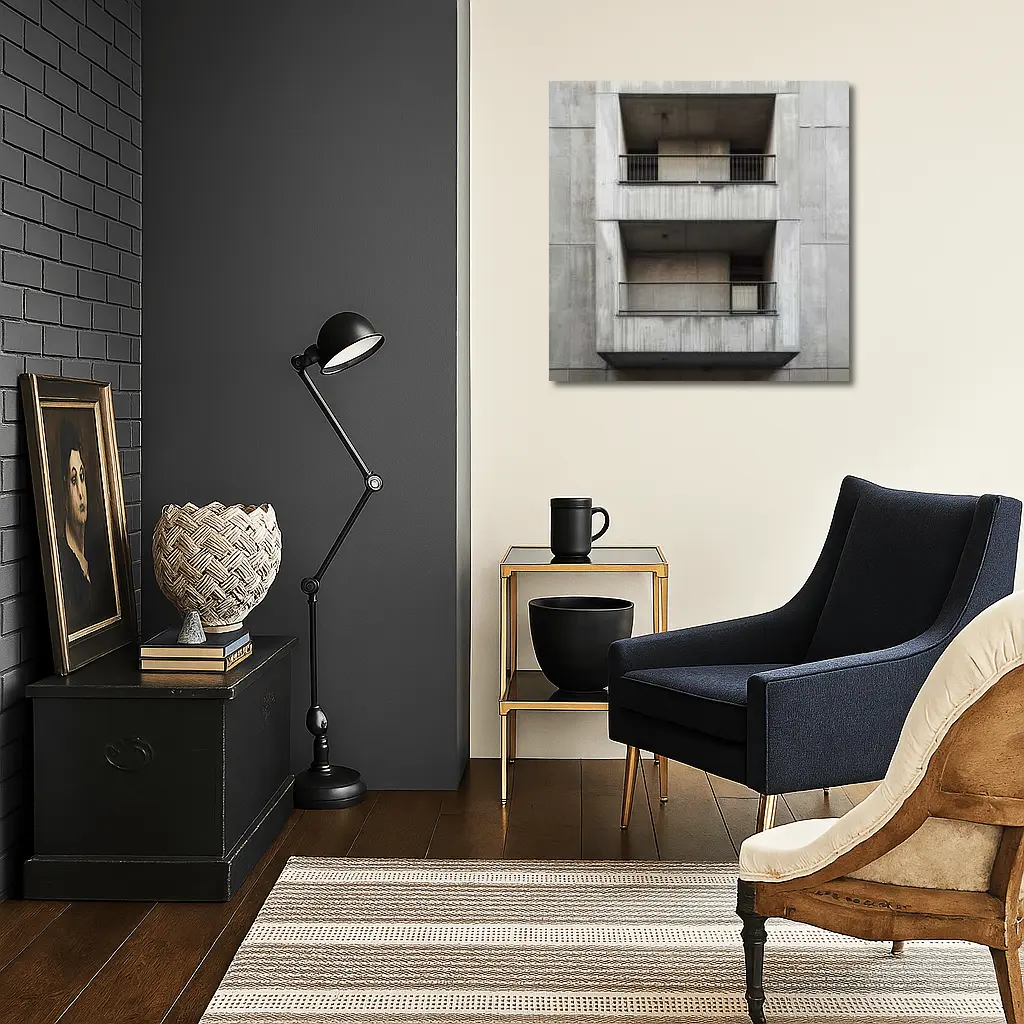 Brutalist Concrete Building Facade Balconies Architecture – Wall Art