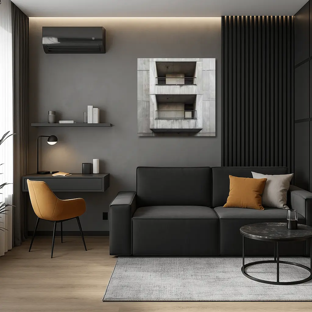 Brutalist Concrete Building Facade Balconies Architecture – Wall Art