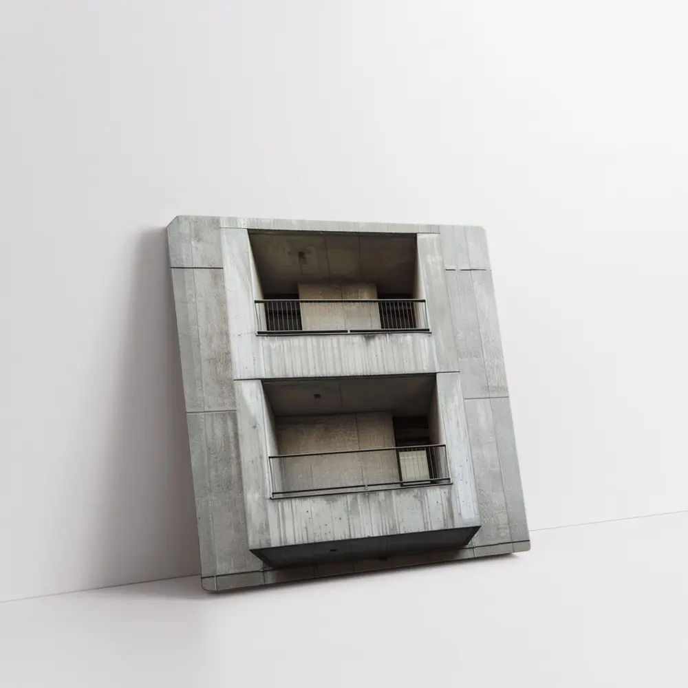 Brutalist Concrete Building Facade Balconies Architecture – Wall Art