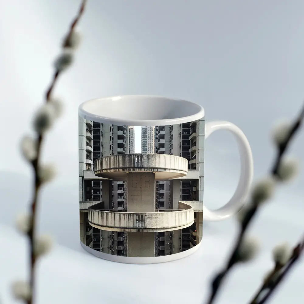 Brutalist Concrete Tower Urban High Rise – Mugs
