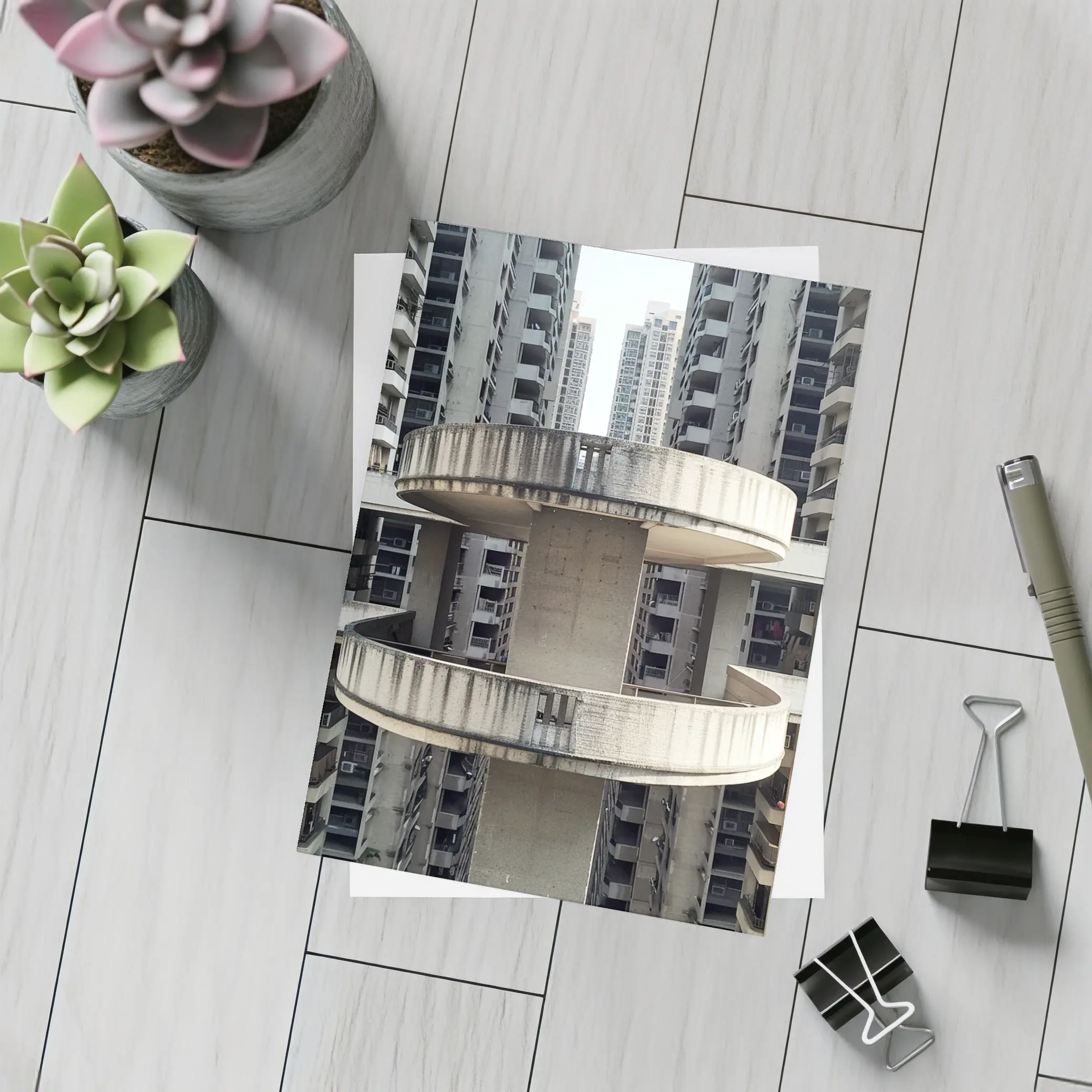Brutalist Concrete Tower Urban High Rise – Postcards