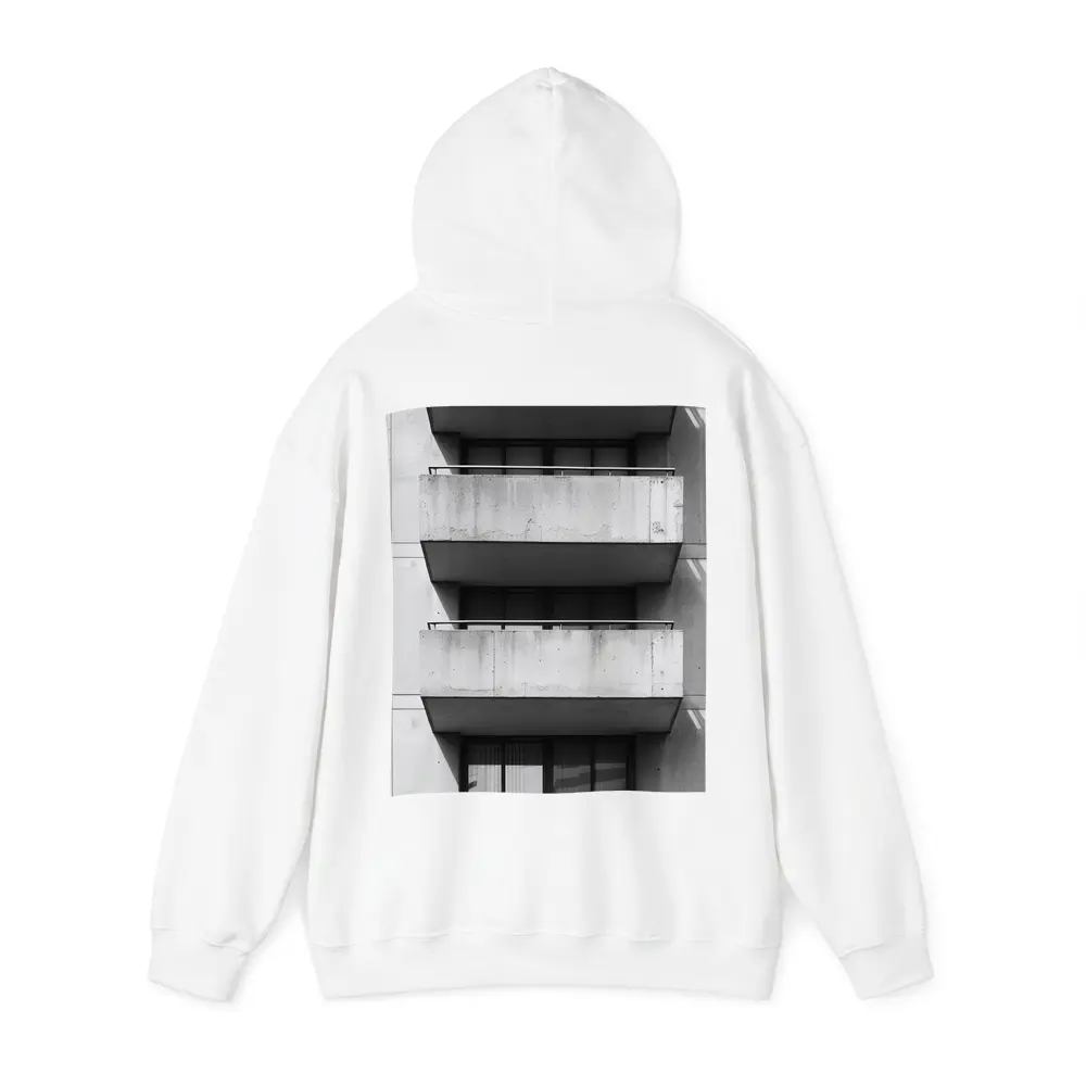 Brutalist Concrete Balconies Black and White – Hoodies