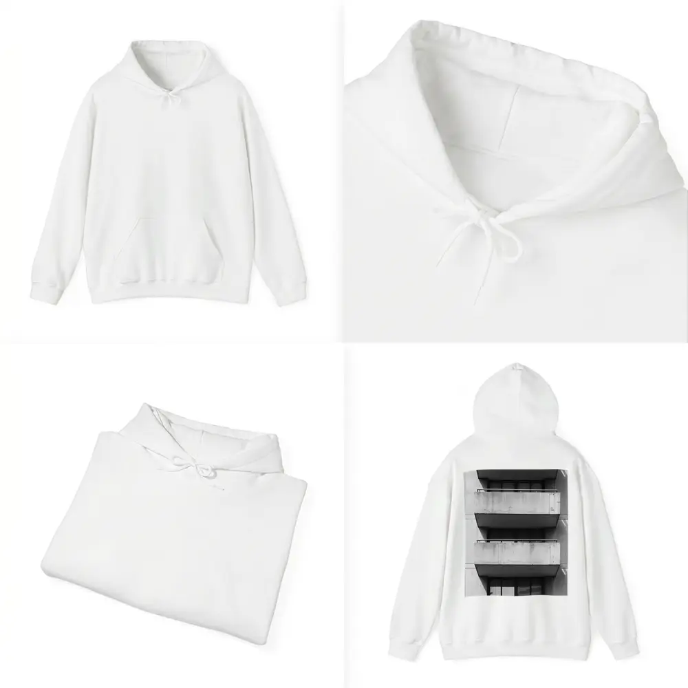 Brutalist Concrete Balconies Black and White – Hoodies