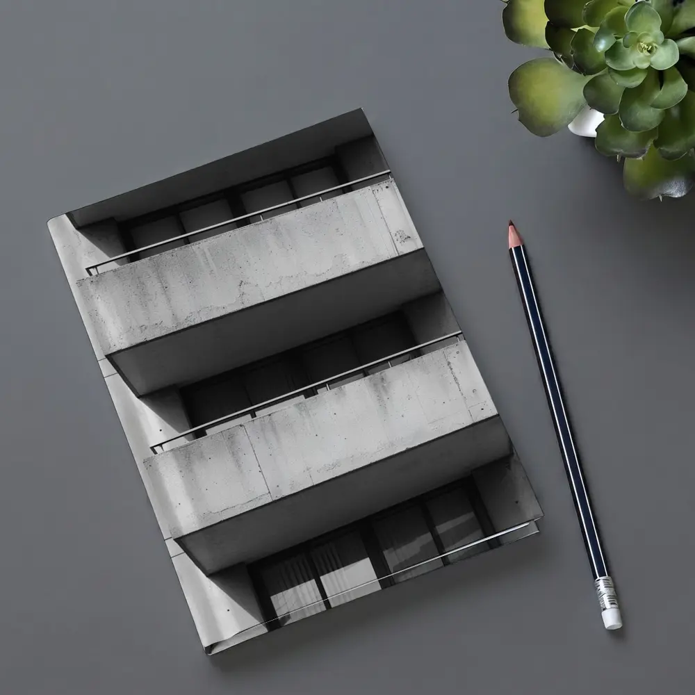 Brutalist Concrete Balconies Black and White – Notebooks