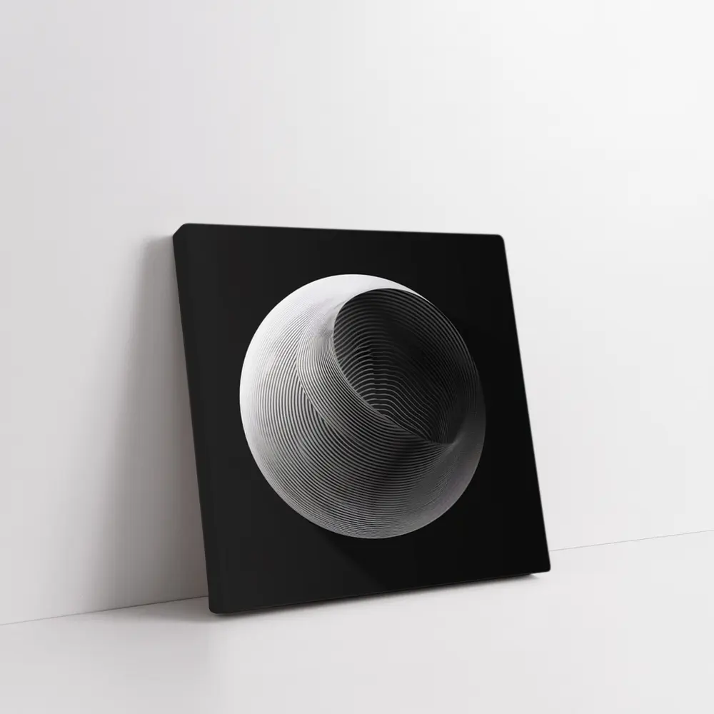 Abstract Sphere Concentric Lines Black Background – Wall Art