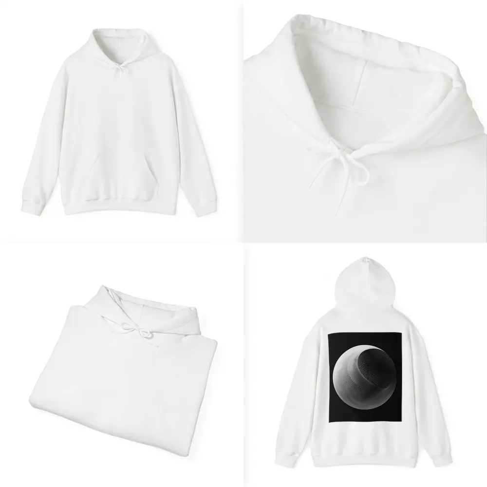 Abstract Sphere Concentric Lines Black Background – Hoodies