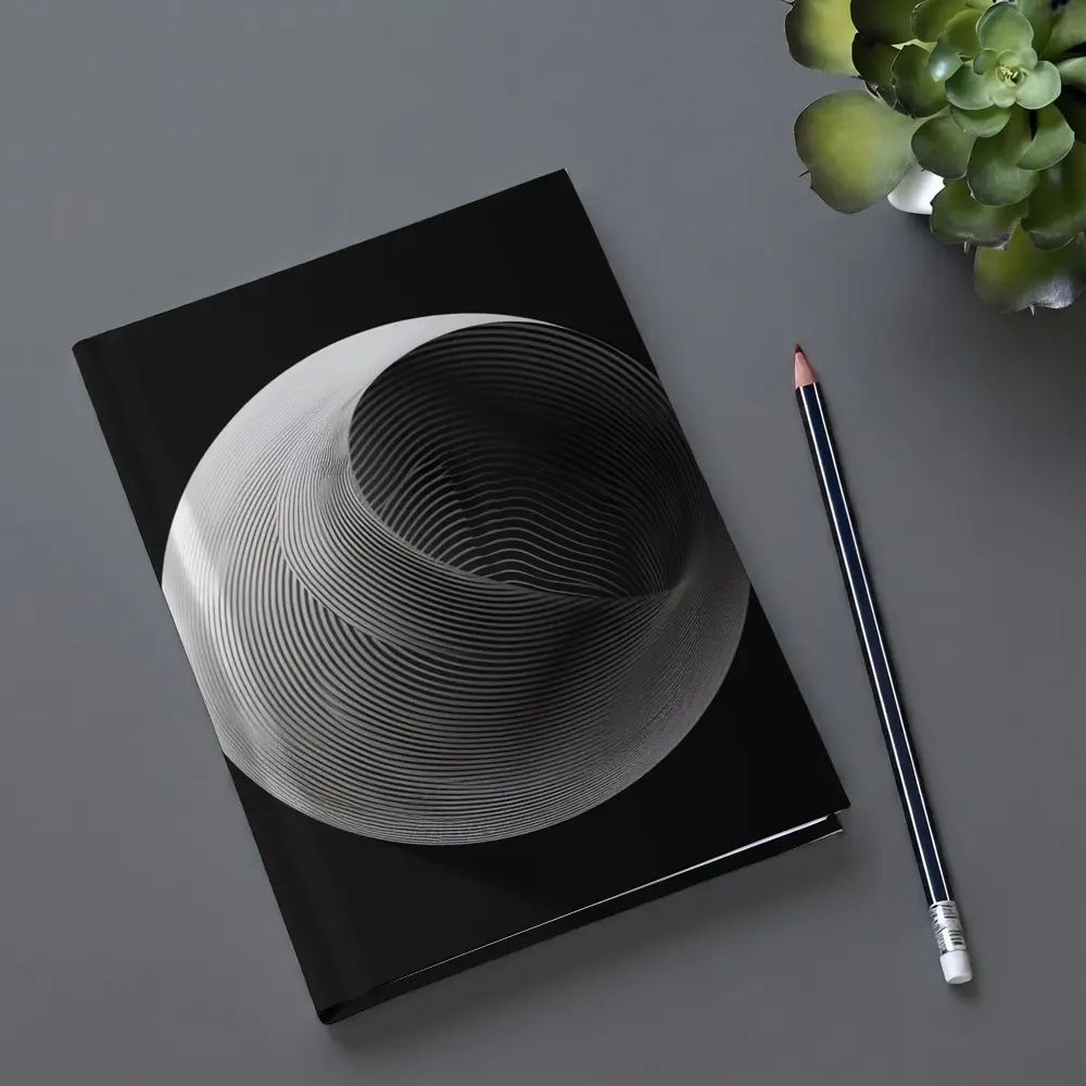 Abstract Sphere Concentric Lines Black Background – Notebooks