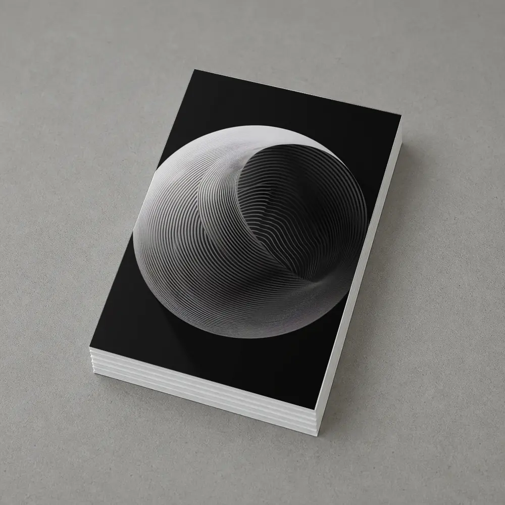 Abstract Sphere Concentric Lines Black Background – Postcards