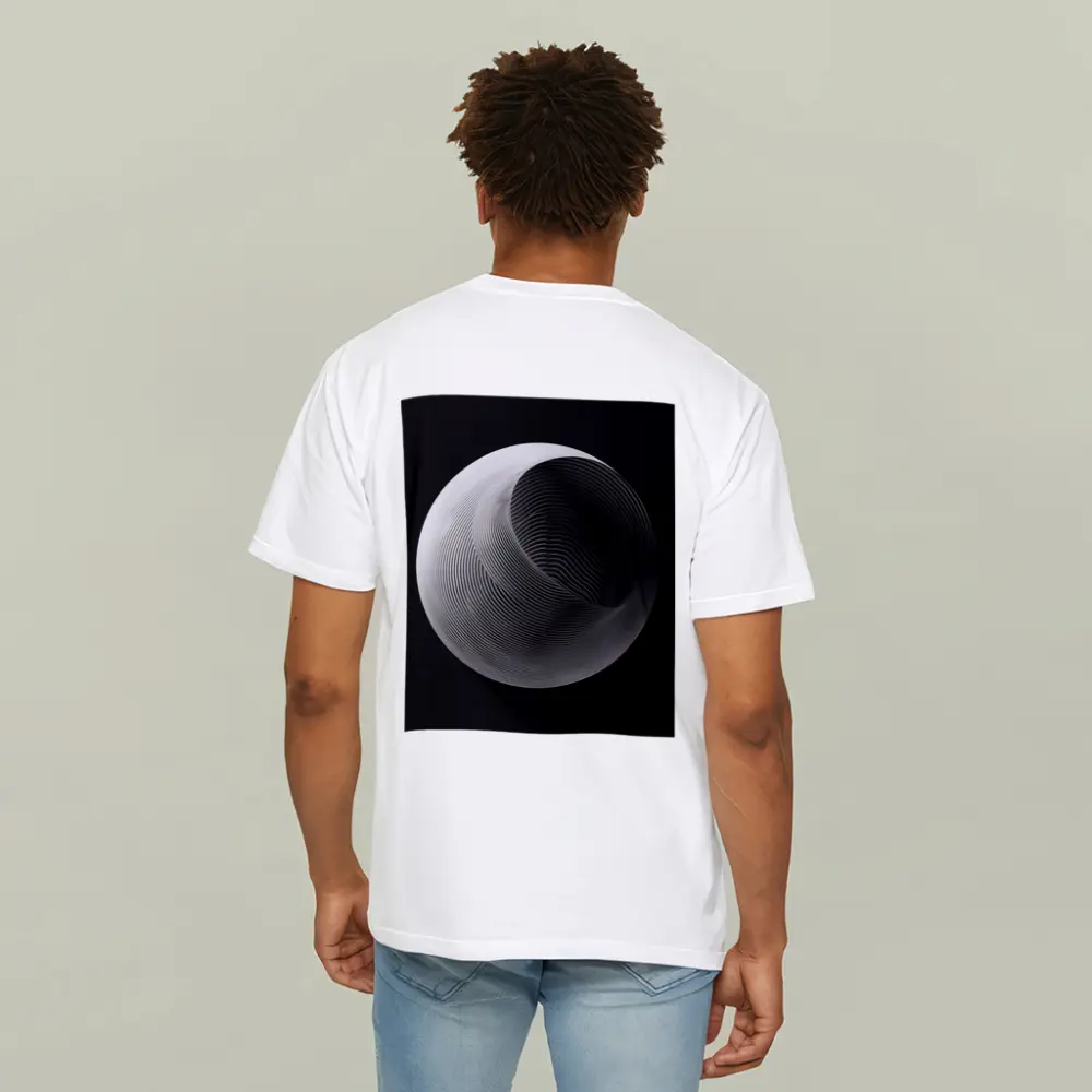 Abstract Sphere Concentric Lines Black Background – T-Shirts