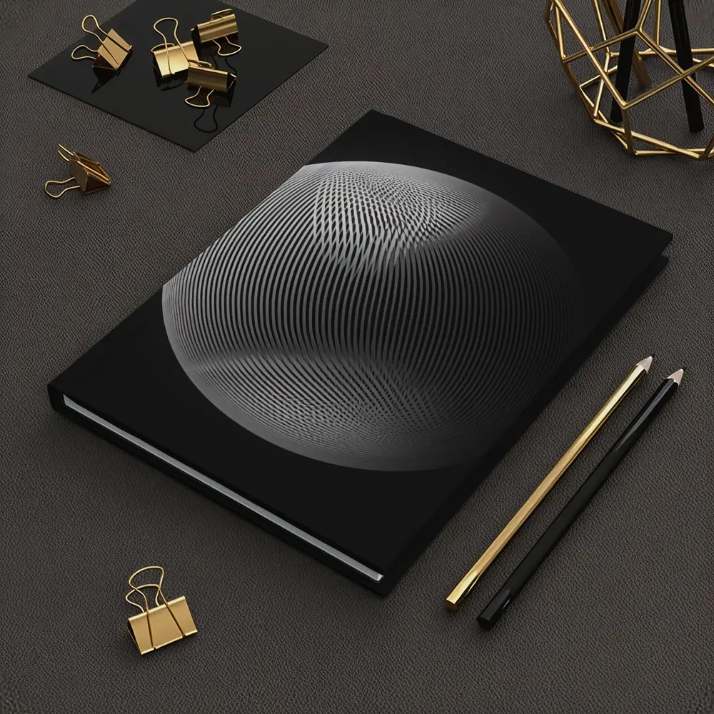 Geometric Line Sphere Black Background Abstract – Notebooks