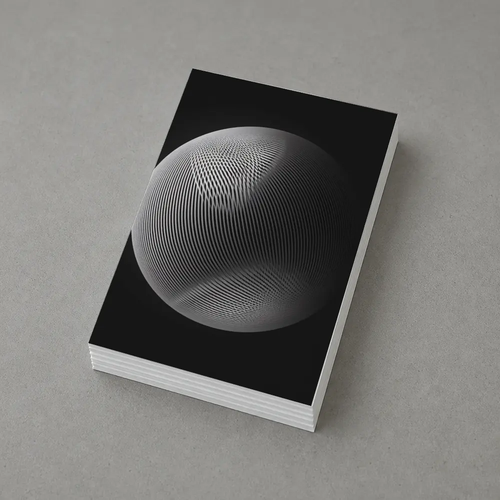 Geometric Line Sphere Black Background Abstract – Postcards
