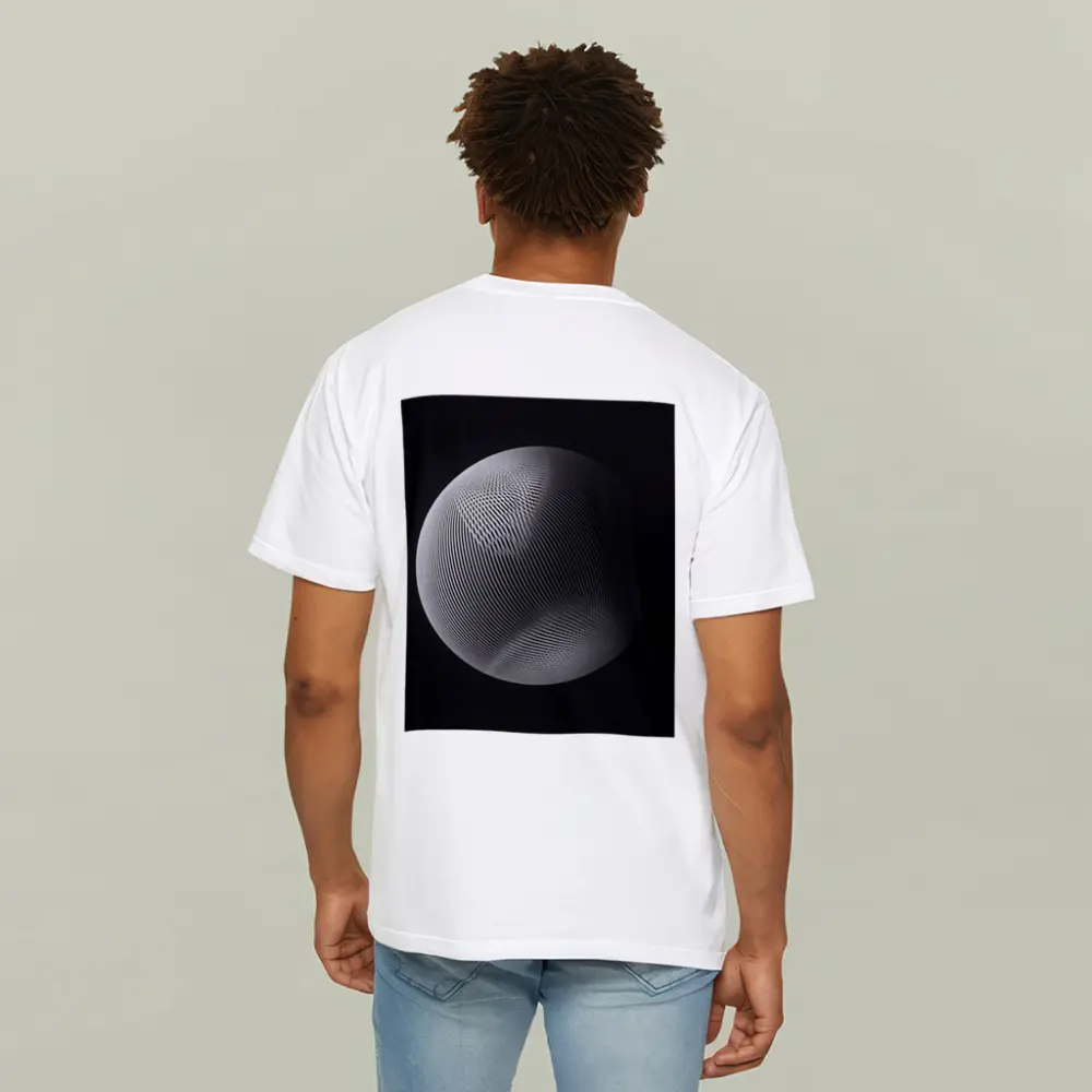 Geometric Line Sphere Black Background Abstract – T-Shirts