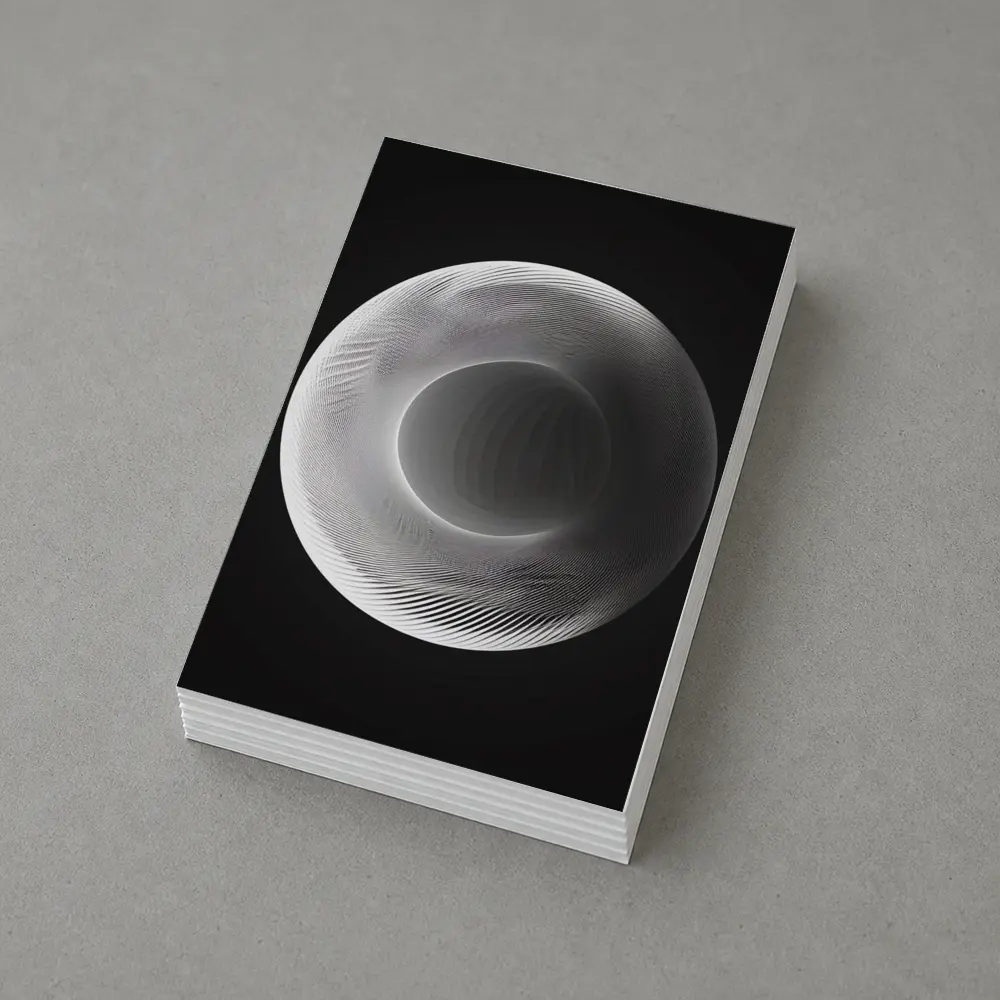 White Geometric Torus Form Black Background – Postcards