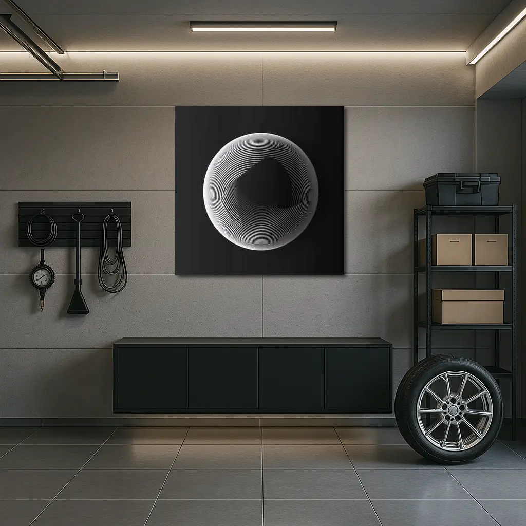 Black White Geometric Sphere Abstract Line Art – Wall Art