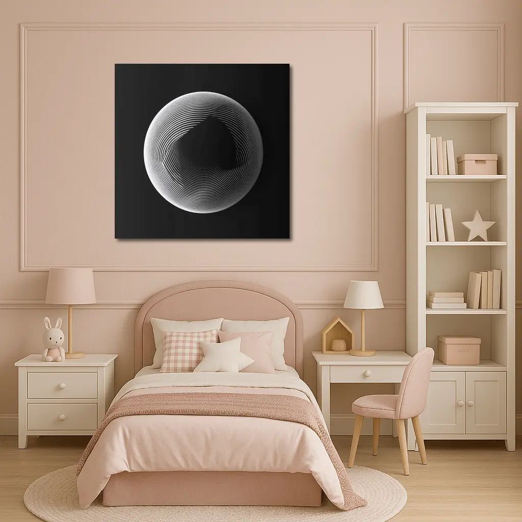 Black White Geometric Sphere Abstract Line Art – Wall Art