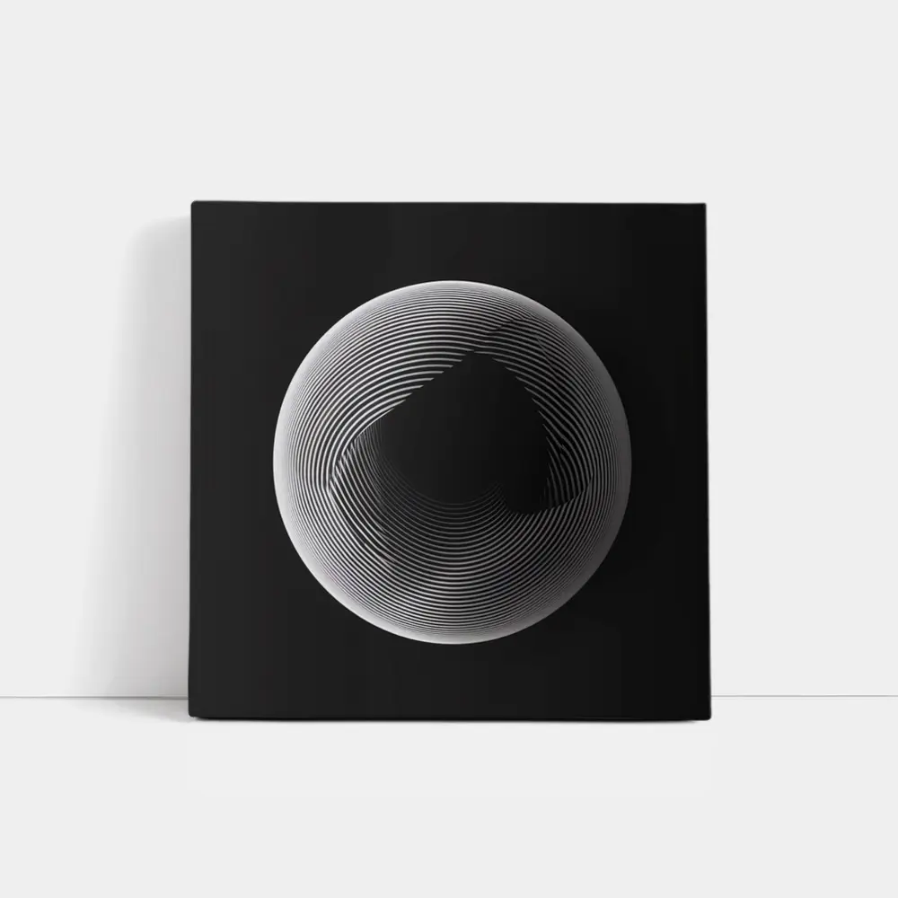 Black White Geometric Sphere Abstract Line Art – Wall Art