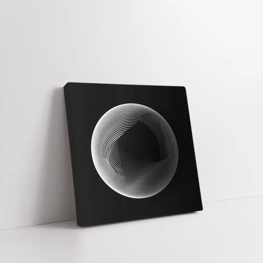 Black White Geometric Sphere Abstract Line Art – Wall Art