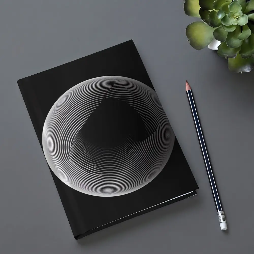 Black White Geometric Sphere Abstract Line Art – Notebooks