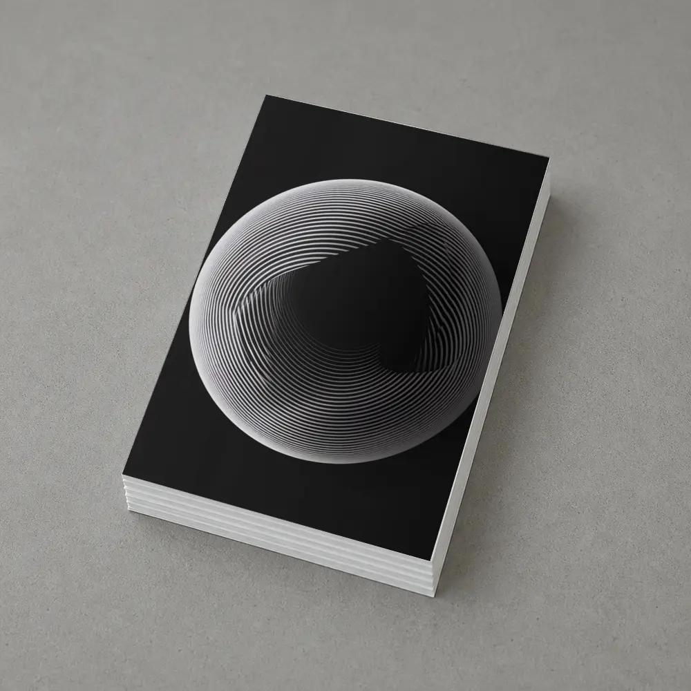 Black White Geometric Sphere Abstract Line Art – Postcards