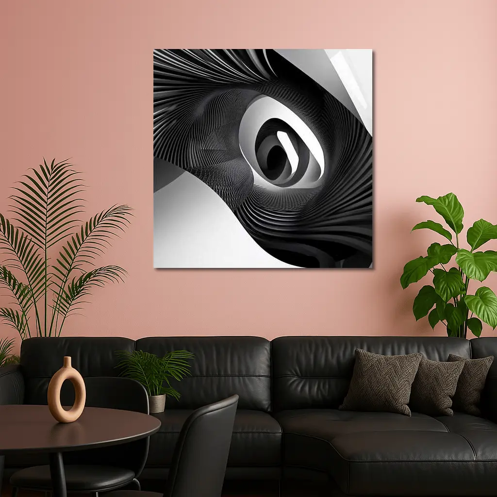 Black White Spiral Abstract Wave Art – Wall Art