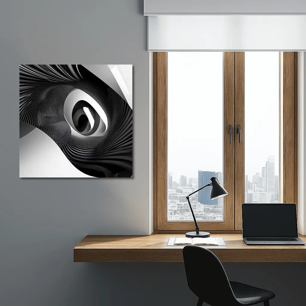 Black White Spiral Abstract Wave Art – Wall Art