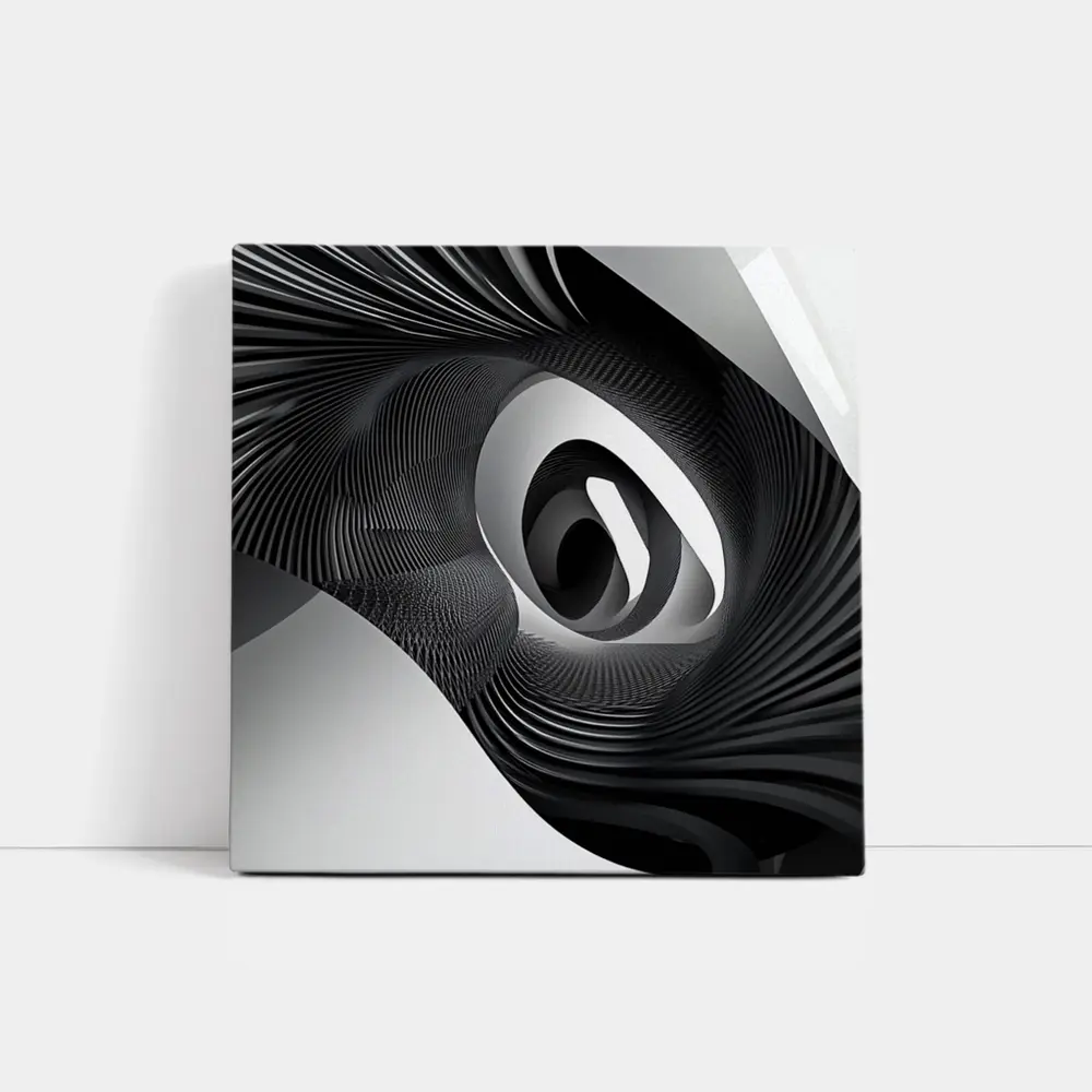 Black White Spiral Abstract Wave Art – Wall Art