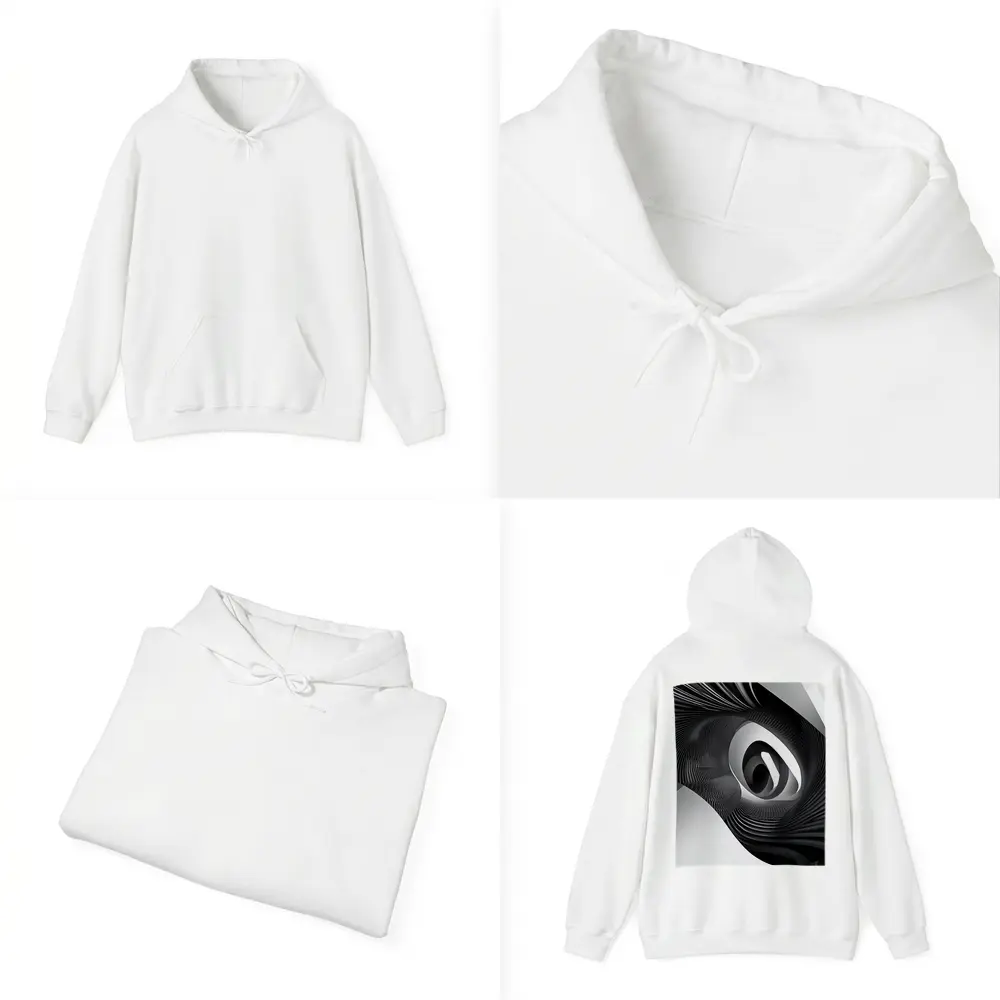 Black White Spiral Abstract Wave Art – Hoodies
