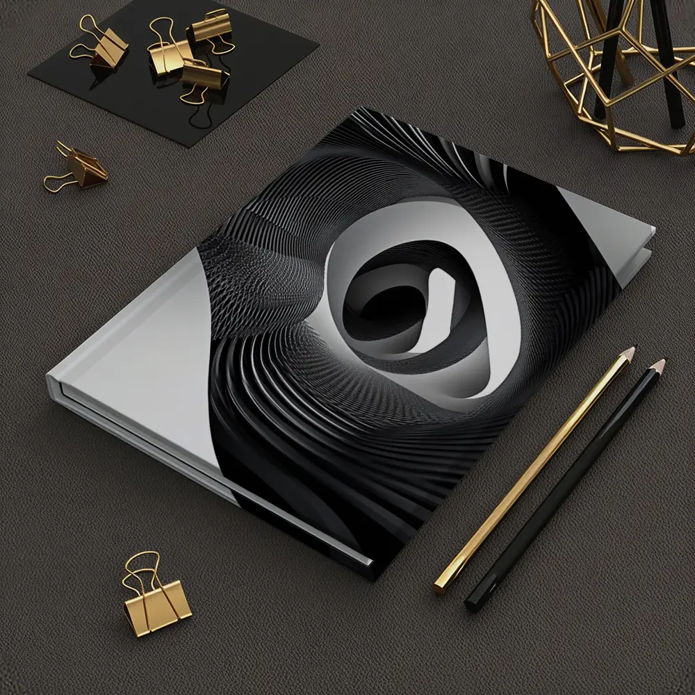 Black White Spiral Abstract Wave Art – Notebooks
