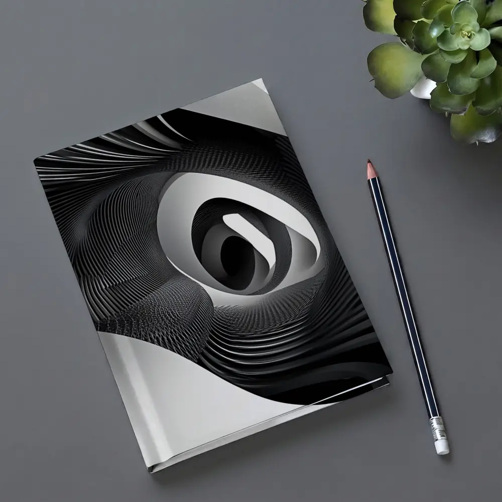 Black White Spiral Abstract Wave Art – Notebooks
