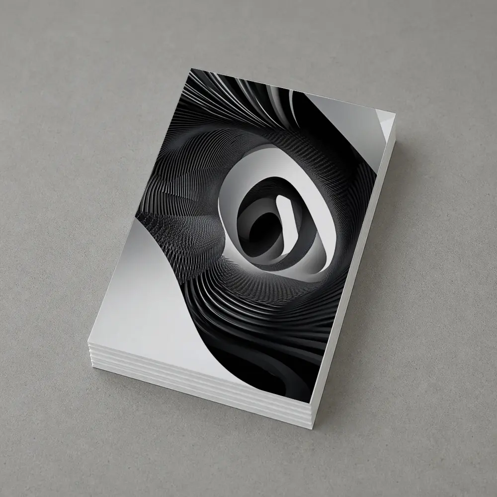 Black White Spiral Abstract Wave Art – Postcards