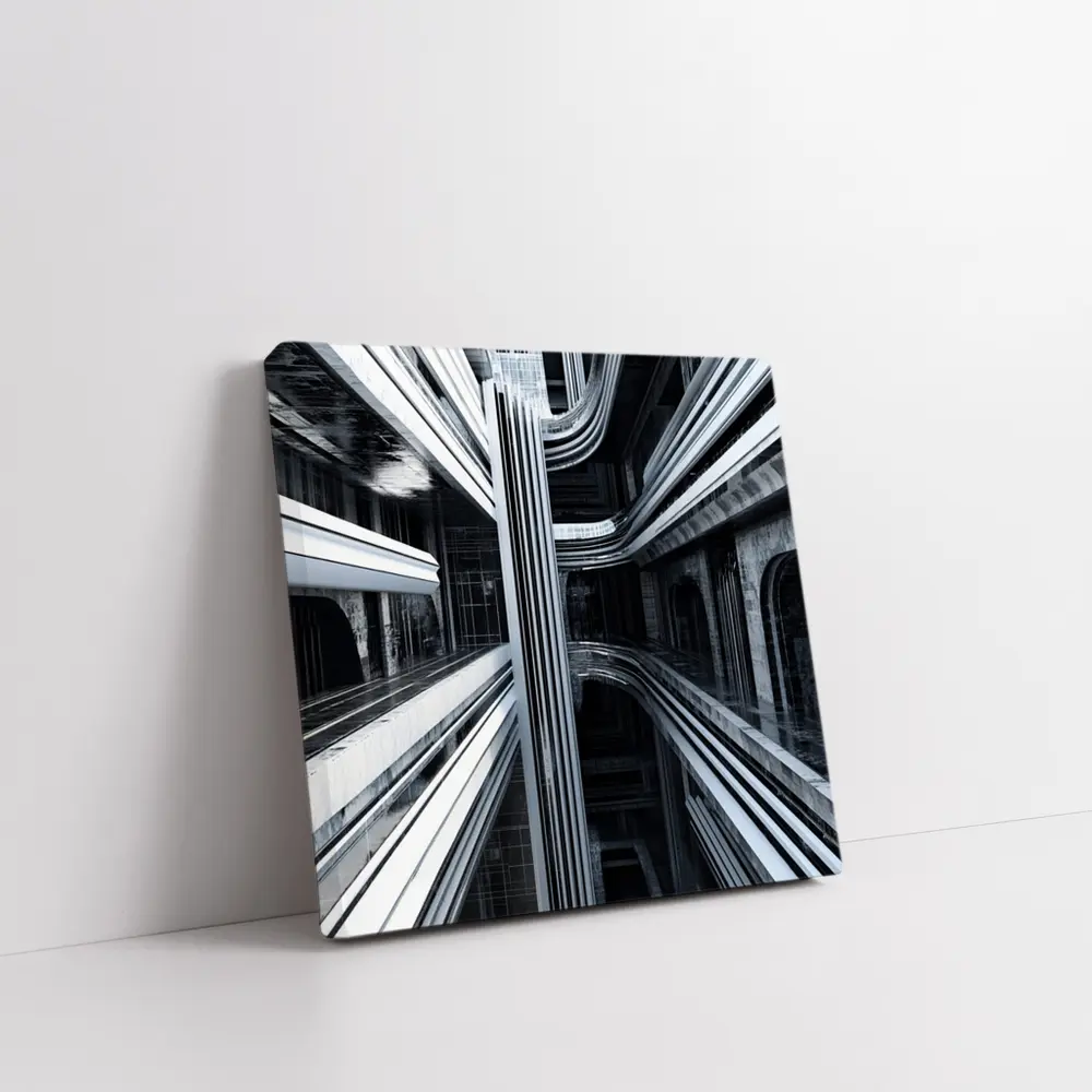 Futuristic Dark Architecture Abstract Symmetry Art – Wall Art