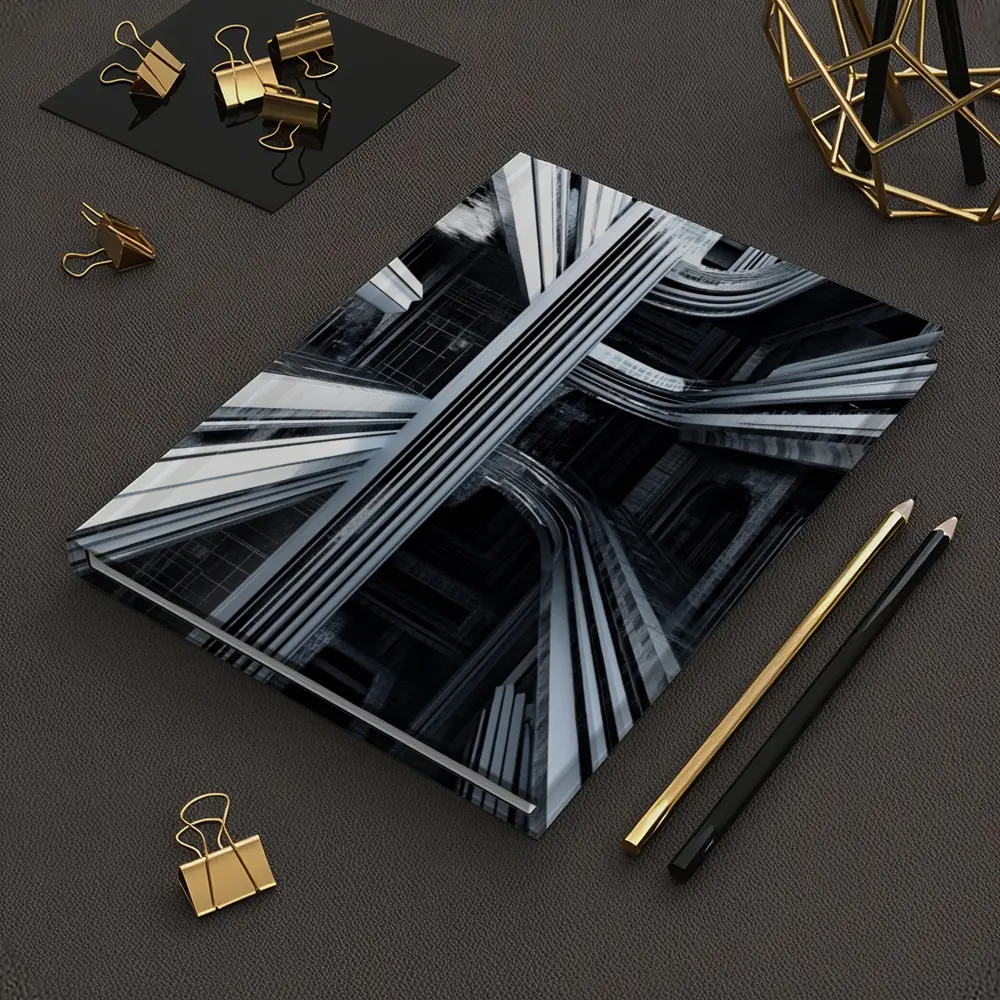 Futuristic Dark Architecture Abstract Symmetry Art – Notebooks