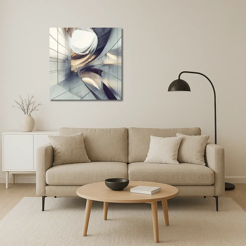 Curved Concrete Architecture Abstract Interior Design – Wall Art
