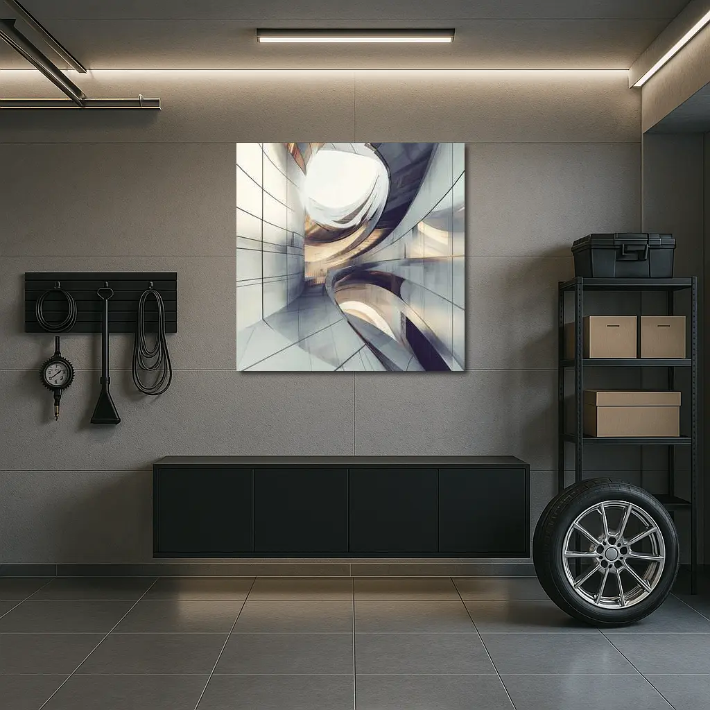 Curved Concrete Architecture Abstract Interior Design – Wall Art