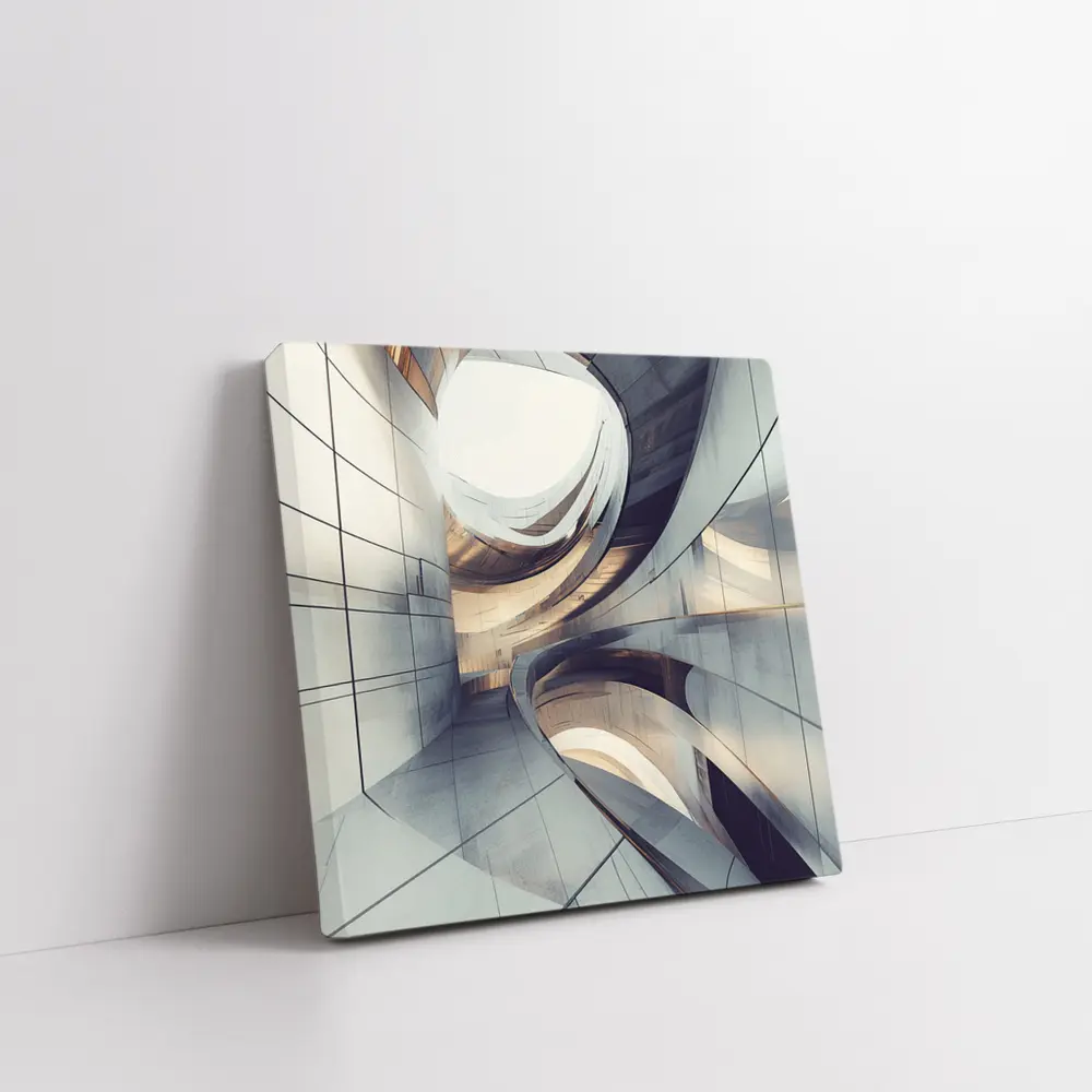 Curved Concrete Architecture Abstract Interior Design – Wall Art