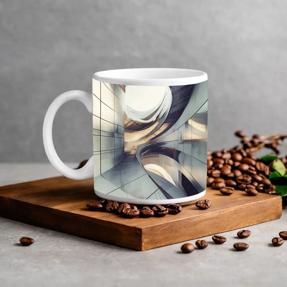 Curved Concrete Architecture Abstract Interior Design – Mugs