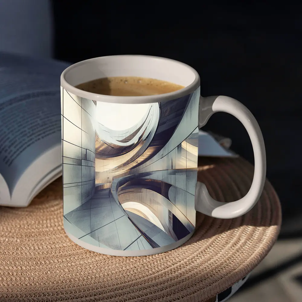 Curved Concrete Architecture Abstract Interior Design – Mugs