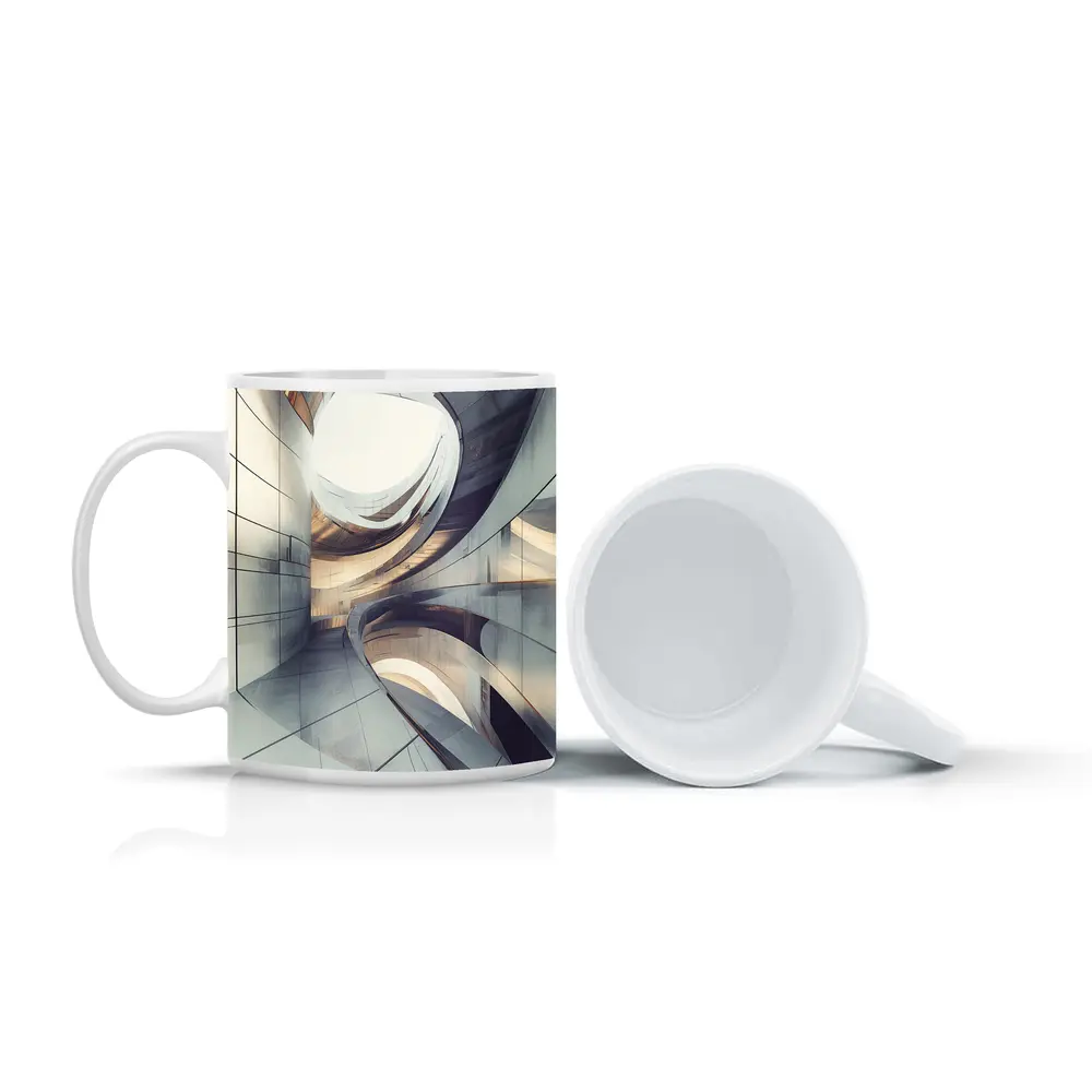 Curved Concrete Architecture Abstract Interior Design – Mugs