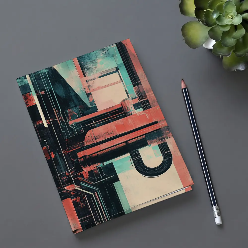 Industrial Abstract Architecture Coral Teal Grunge – Notebooks