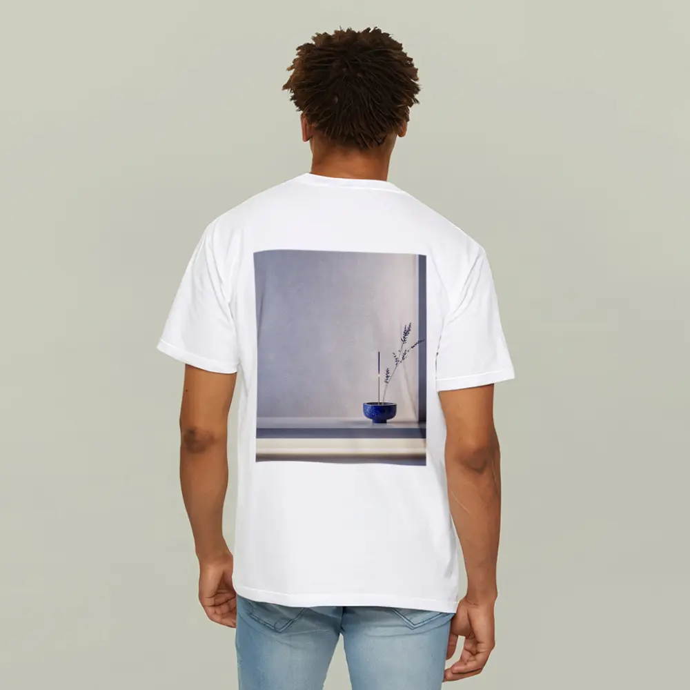 Blue Ceramic Bowl Lavender Stems Minimal – T-Shirts
