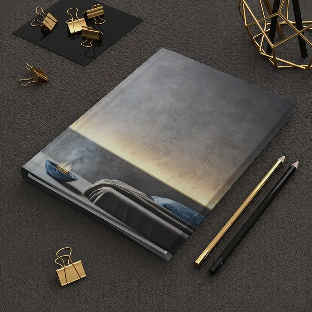 Minimalist Gray Bedroom Interior Warm Lighting – Notebooks