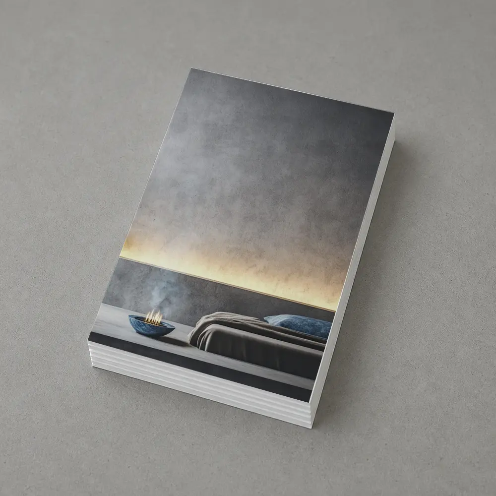 Minimalist Gray Bedroom Interior Warm Lighting – Postcards