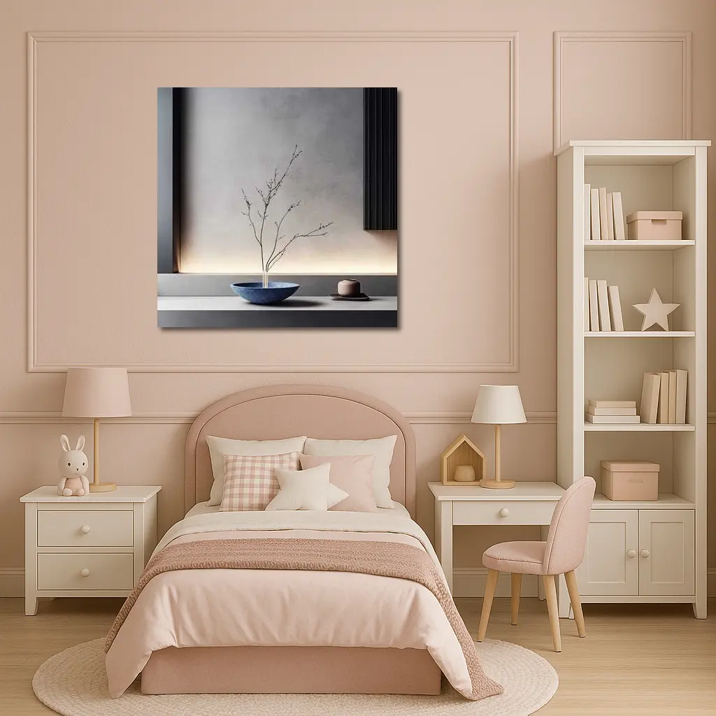 Blue Bowl Bare Branch Japanese Minimal Interior – Wall Art