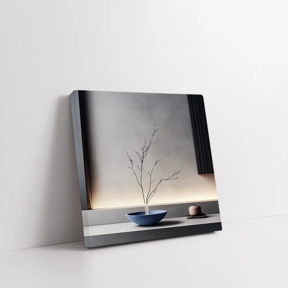 Blue Bowl Bare Branch Japanese Minimal Interior – Wall Art