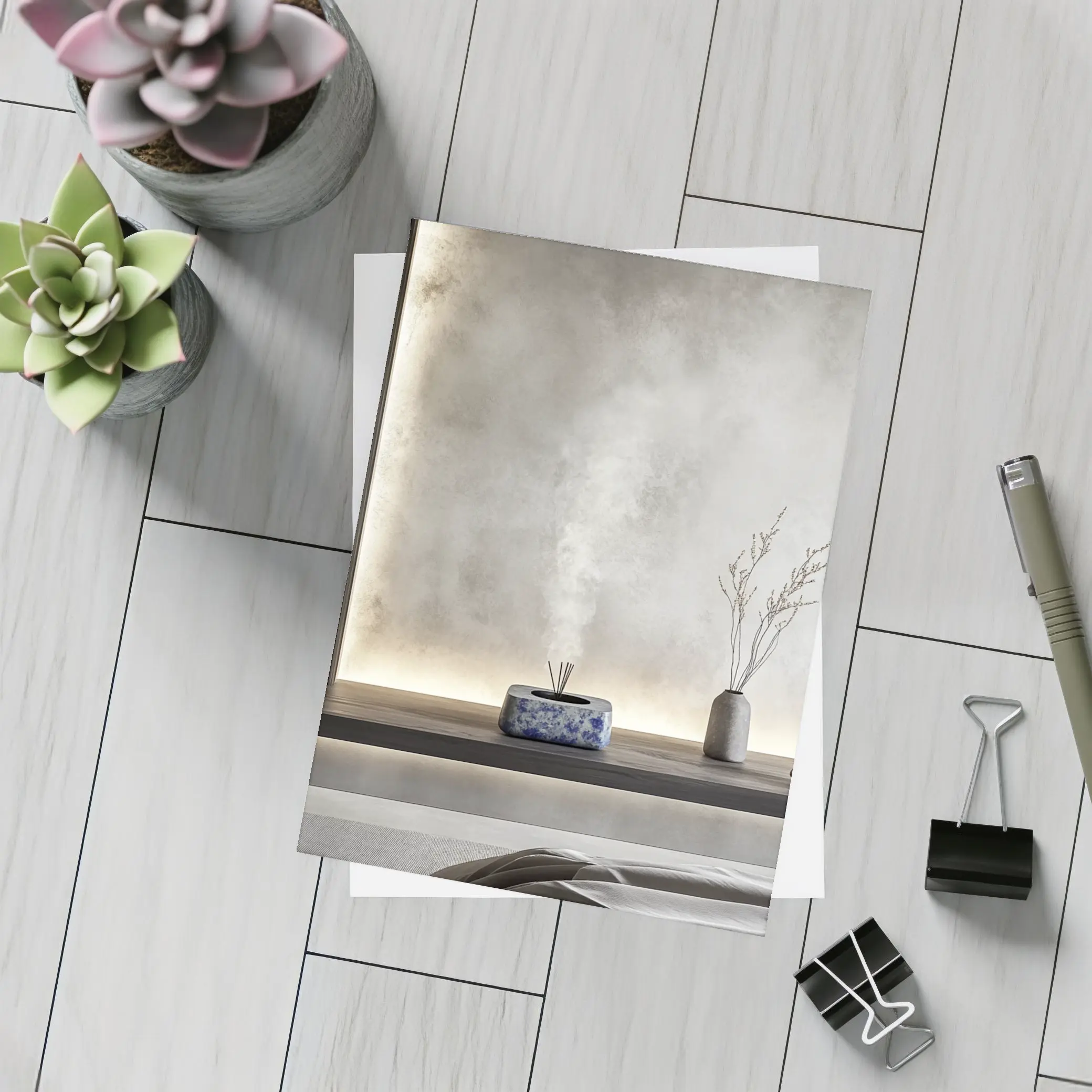 Japanese Minimal Calm Bedroom Interior Gray Wall – Postcards