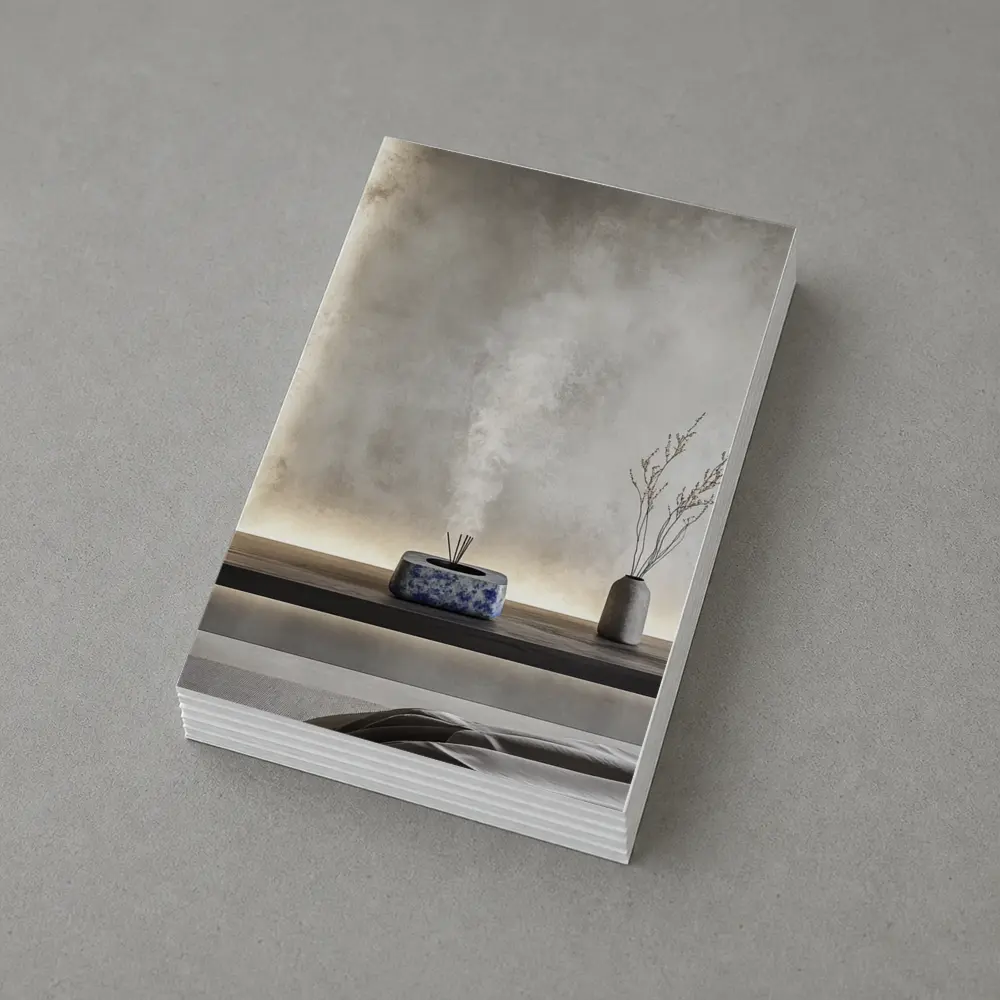 Japanese Minimal Calm Bedroom Interior Gray Wall – Postcards