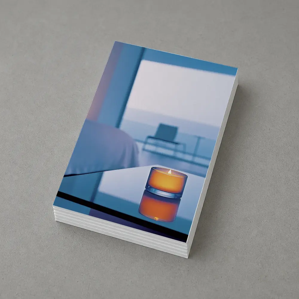 Glowing Candle Modern Bedroom Ocean View – Postcards