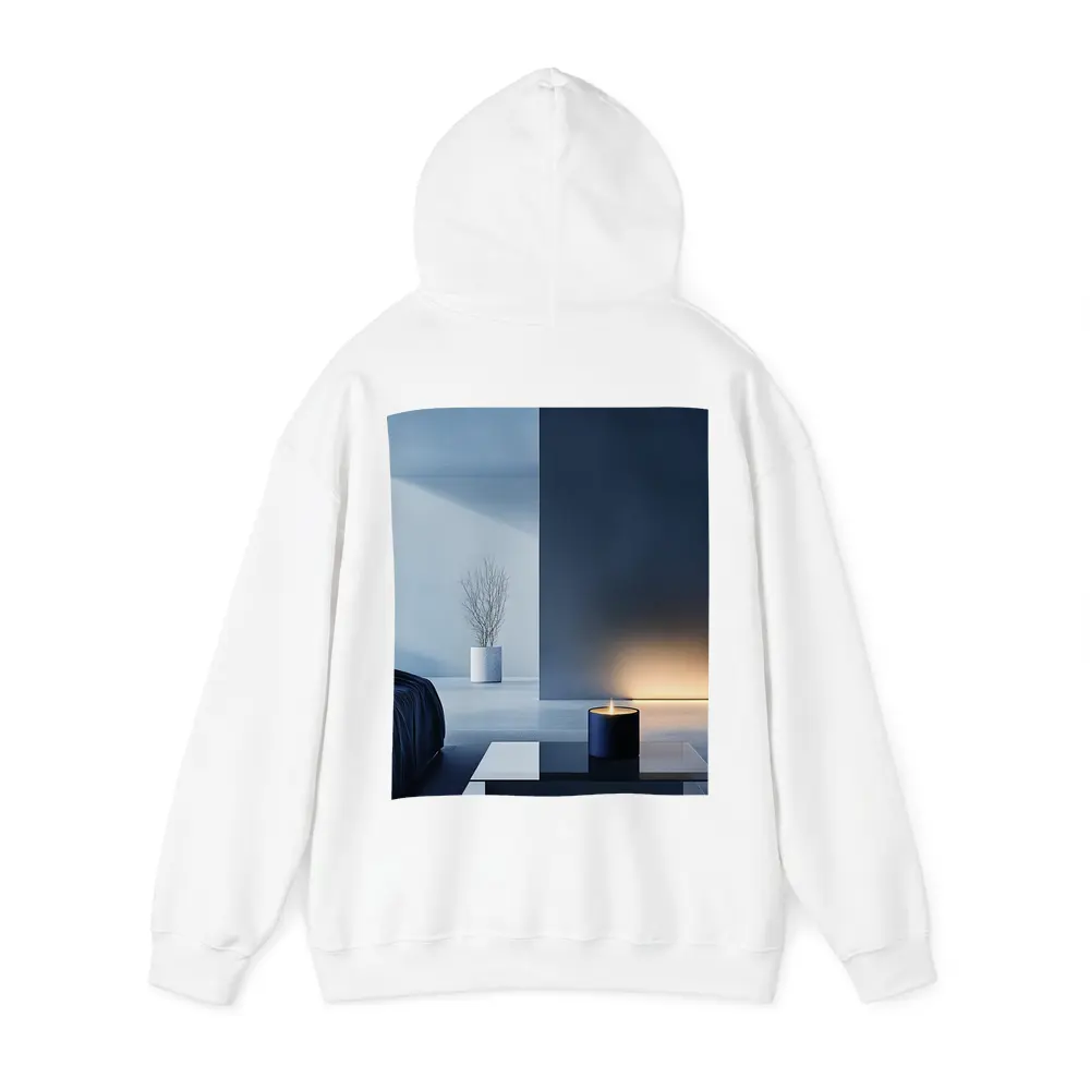 Minimal Dark Blue Room Glowing Candle – Hoodies