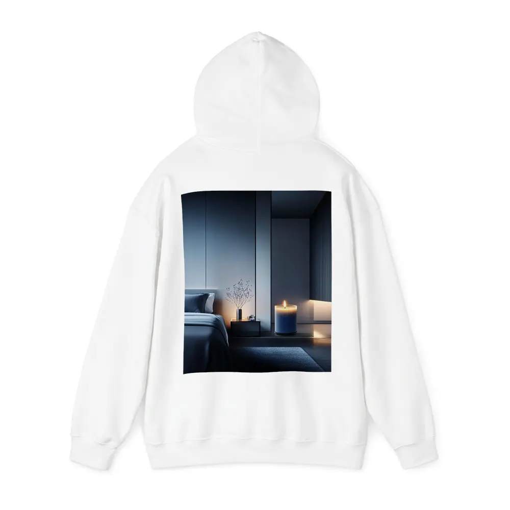 Blue Candle Glowing in Dark Modern Bedroom – Hoodies