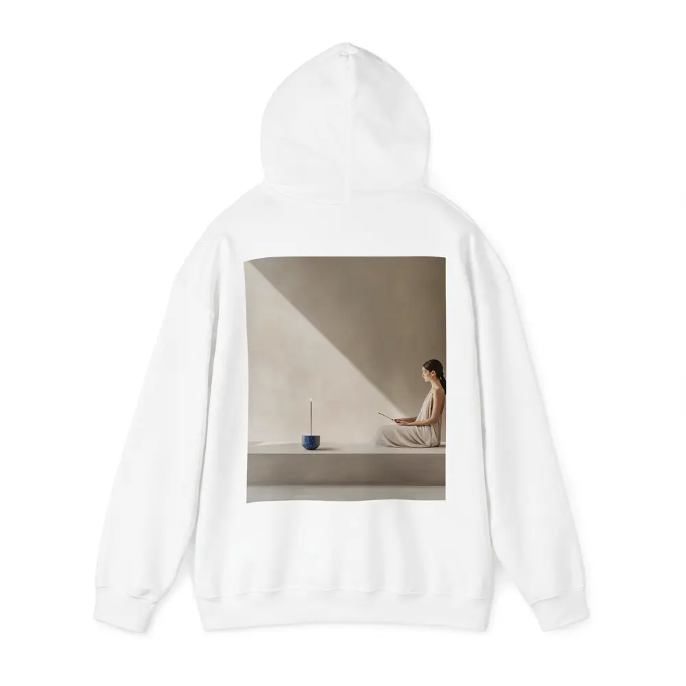 Woman Meditating With Incense Minimalist Interior – Hoodies